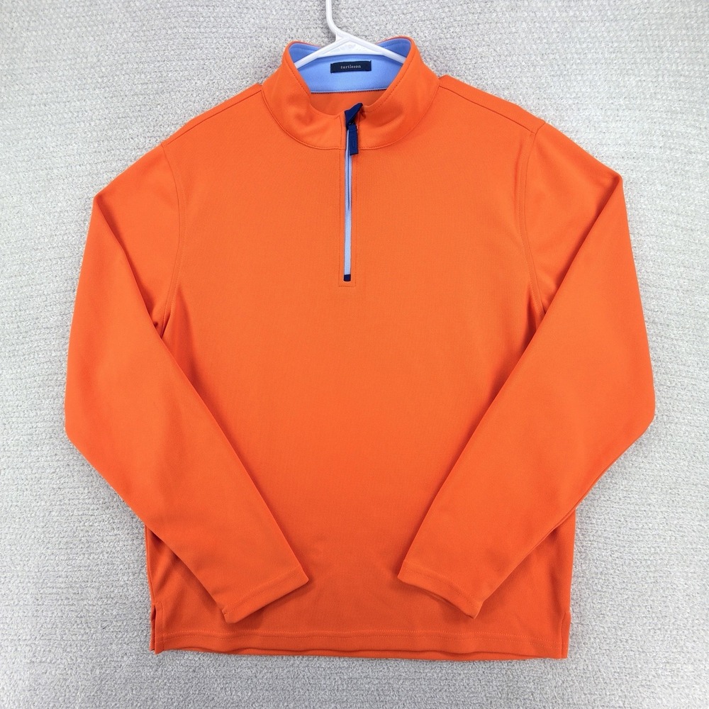 Turtleson Quarter Zip Pullover Mens M Orange Golf Performance Long Sleeve